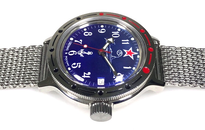 Automatic watch VOSTOK AMPHIBIA SUBMARINE with mesh bracelet, 200m