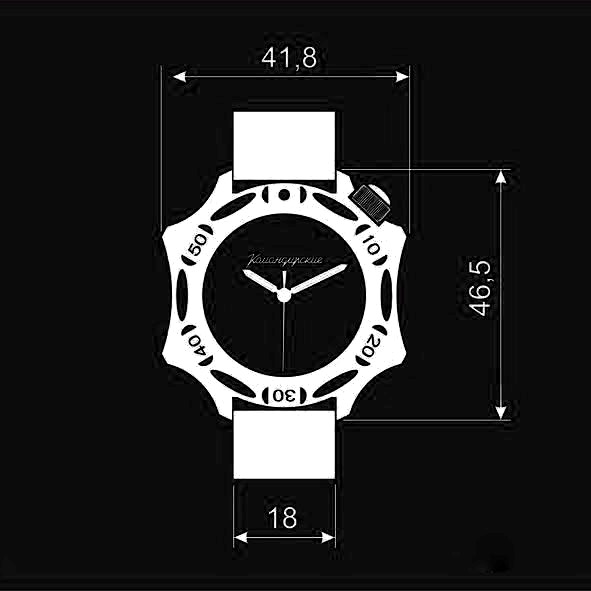 Gehäuse 536 für VOSTOK KOMANDIRSKIE Uhren von VOSTOK, Titancarbonitrid beschichtet, sandgestrahlt, komplett 536ksb 