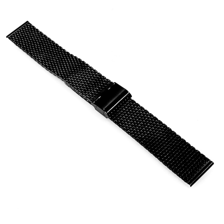 22mm hochwertiges Milanaise Edelstahlarmband für VOSTOK Uhren, schwarz PVD beschichtet, zweiteilig (ST22-07)
