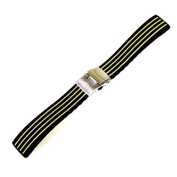 18mm VOSTOK Armband aus Silikon, schwarz mit gelben Streifen PUS06-18mm