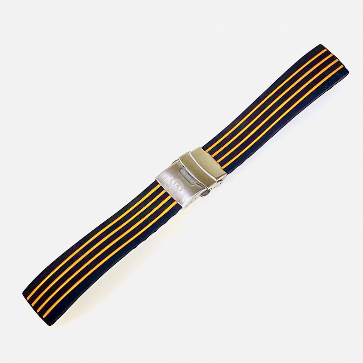 18mm VOSTOK Armband aus Silikon, schwarz mit orange Streifen PUS04-18mm