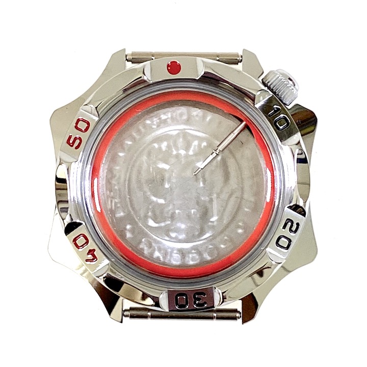 Gehäuse 531 für VOSTOK KOMANDIRSKIE Uhren von VOSTOK, verchromt, poliert, komplett 531ksb 