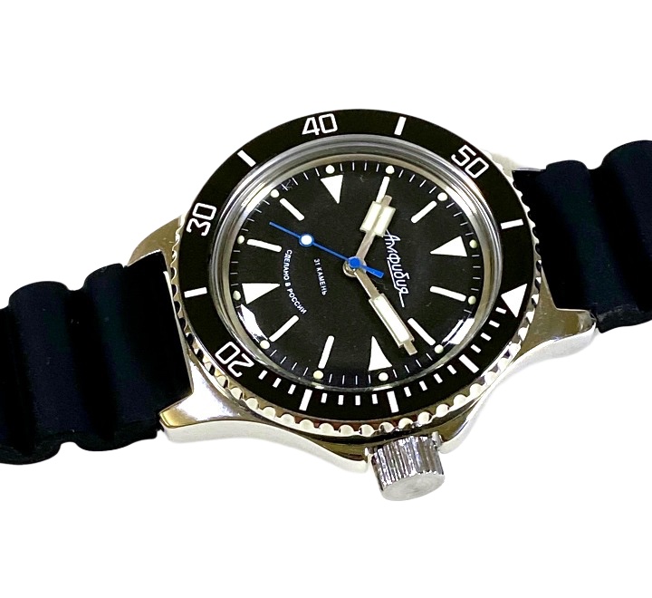Russian automatic watch AMPHIBIA with paddle hands, SuperLumiNova
